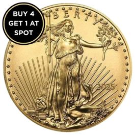 Buy 4 2025 1 oz Gold Eagles, Get 1 at Spot Price!