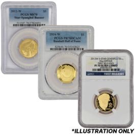 US Mint $5 Commemorative Gold Coin MS/PF-70 (NGC or PCGS) - Design Our Choice