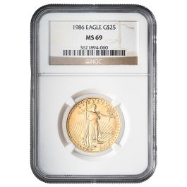 1986 NGC MS-69 1/2 oz American Gold Eagle Coin
