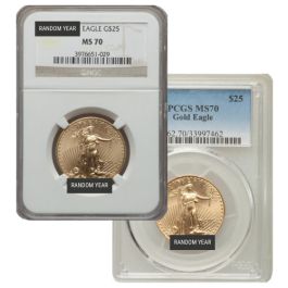 1/2 oz NGC/PCGS MS-70 American Gold Eagle Coin - Random Year