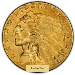 $2.50 Indian Quarter Eagle Gold Coin (AU) - Random Year