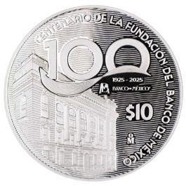 1925-2025 2 oz 100th Anniversary of Banco de Mexico's Founding Proof Silver Coin