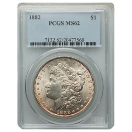 1882 PCGS MS-62 Morgan Silver Dollar Coin SD Bullion