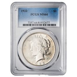 1922 PCGS MS-64 Peace Dollar Silver Coin Lowest Prices