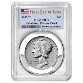 Buy 2025-W PCGS PR-70 First Day of Issue 1 oz American Palladium