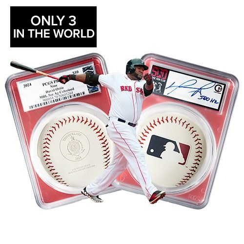 2024 5 oz PCGS PR-70 David Ortiz Autographed Label - Celebrity Mint 500 Home Run Club Proof Silver Coin