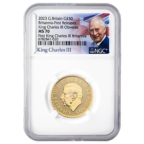 2023 NGC MS-70 First Releases 1/2 oz Britannia Gold Coin - King Charles III Obverse and Special Label