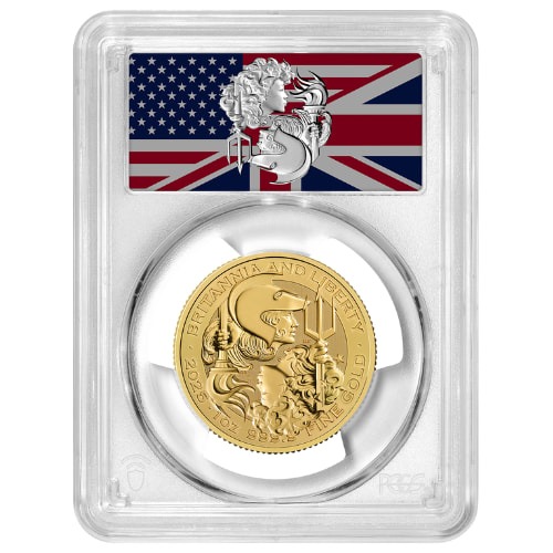 2025 PCGS MS-70 First Day of Issue 1 oz British Gold Britannia and Liberty Coin - Exclusive Label
