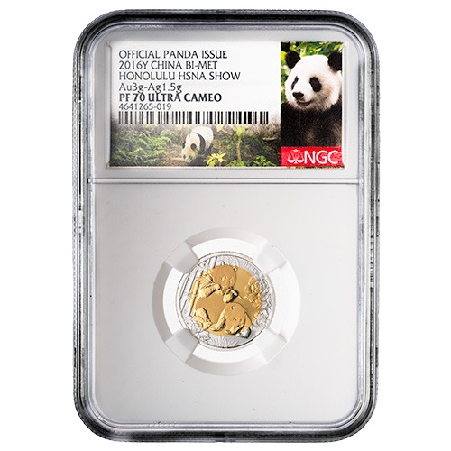 2016-Y NGC PF-70 3-gram Chinese Bi-Met Honolulu HSNA Show Gold-Silver Coin
