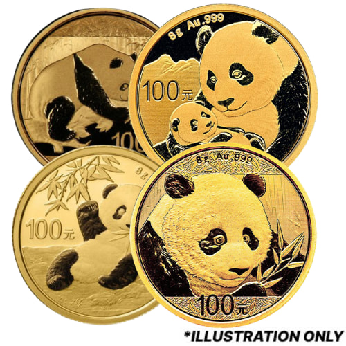 8-gram Chinese Panda Gold Coin - Random Year