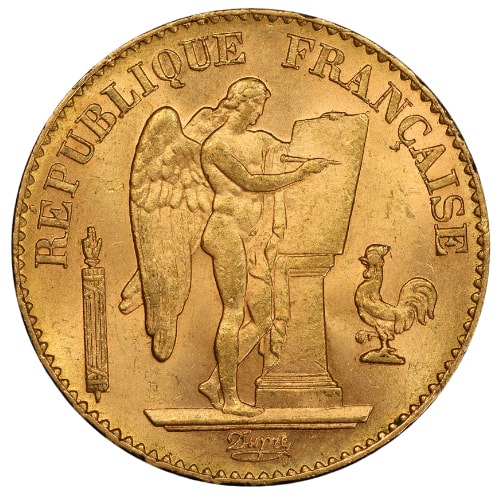 French 20 Franc Lucky Angel Gold Coin Avg Circulated - Random Year