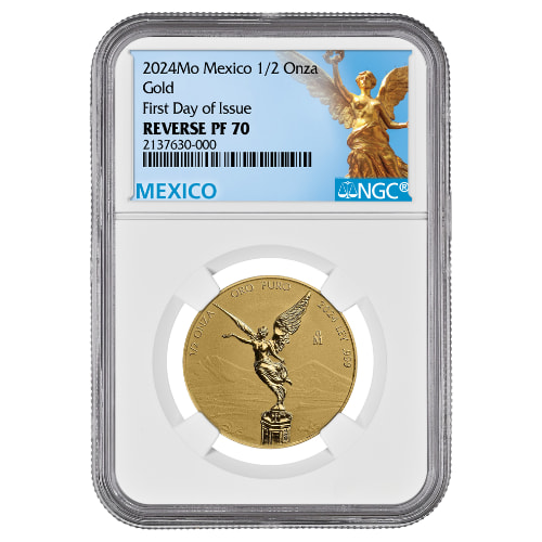2024 NGC PF-70 First Day of Issue 1/2 oz Mexican Gold Libertad Reverse Proof Coin
