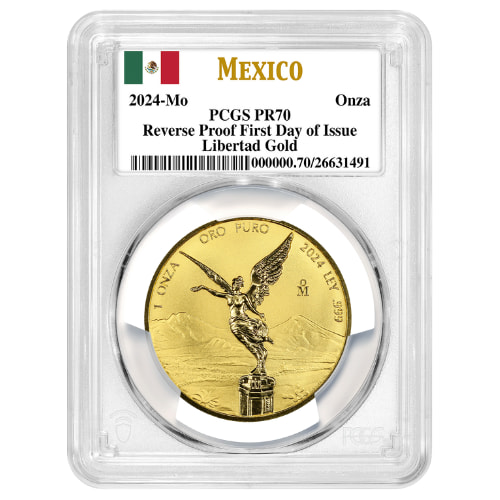 2024 PCGS PR-70 First Day of Issue 1 oz Gold Libertad Reverse-Proof Coin