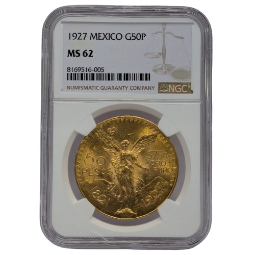1927 NGC MS-62 Mexican 50 Pesos Gold Coin