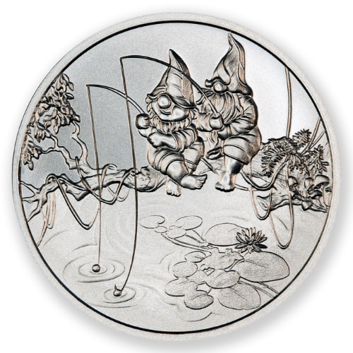 1 oz Garden Gnomes Gone Fishing Silver Round