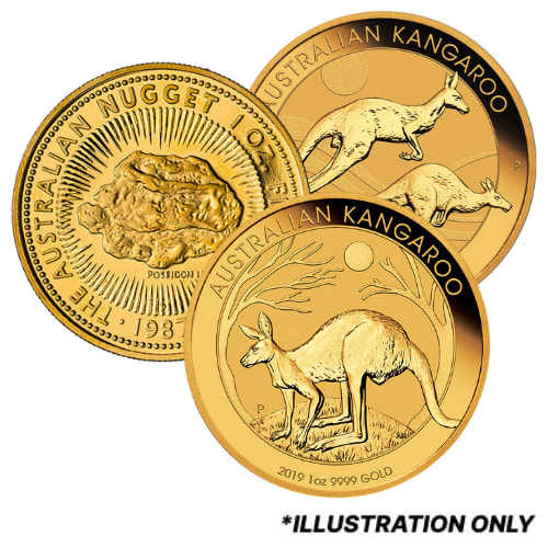 1 oz Australian Kangaroo/Nugget Gold Coin - Random Year