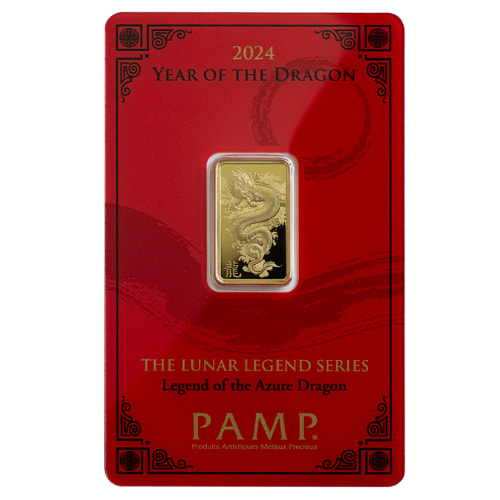 2024 5-gram Azure Dragon Gold Bar - Lunar Legends Series