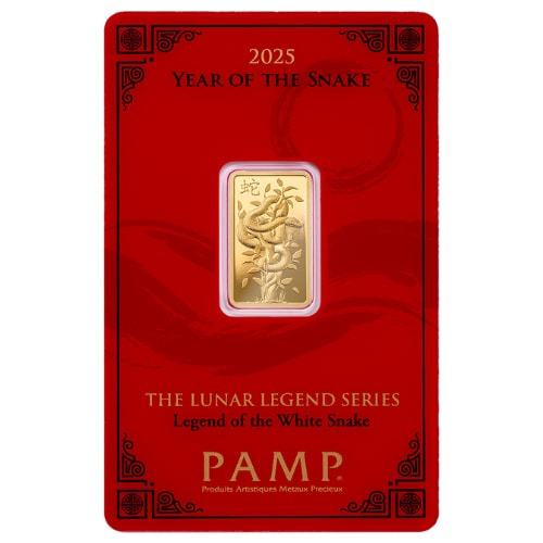 2025 5-Gram White Snake Gold Bar - Lunar Legends Series