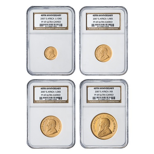 2007 NGC PF-69 UCAM South African Gold Krugerrand 40th Anniversary 4-Coin Proof Set