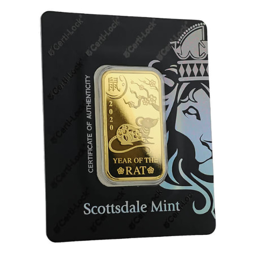 2020 1 oz Year of the Rat Gold Bar