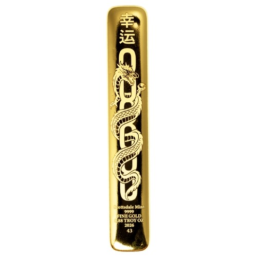 2026 8.88 oz Gold Lucky Dragon Cast Bar