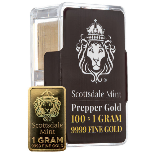 100 x 1 Gram Scottsdale Mint Gold Bars - Gold Prepper Box