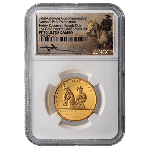 2017 NGC PF-70 1 oz Theodore Roosevelt Commemorative Proof Gold Medal - Saint-Gaudens Collection