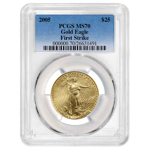 2005 PCGS MS-70 First Strike 1/2 oz American Gold Eagle Coin