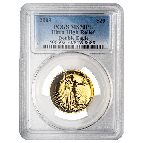 2009 (MMIX) PCGS MS-70 PL Ultra High Relief $20 Double Eagle Coin