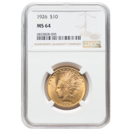 NGC MS-64 1926 $10 Indian Head Eagle Gold Coin