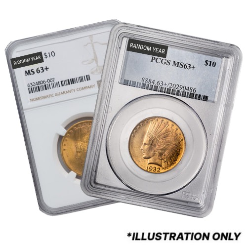 NGC/PCGS MS-63+ $10 Indian Eagle Gold Coin - Random Year