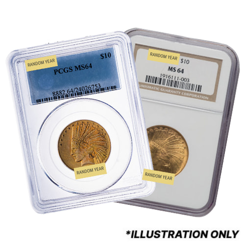 NGC/PCGS MS-64 $10 Indian Gold Eagle Gold Coin - Random Year