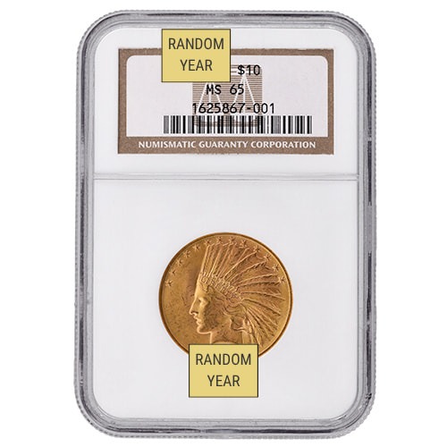NGC/PCGS MS-65 $10 Indian Eagle Gold Coin - Random Year