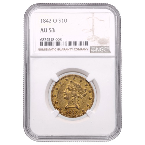 1842-O NGC AU-53 $10 Liberty Eagle Gold Coin