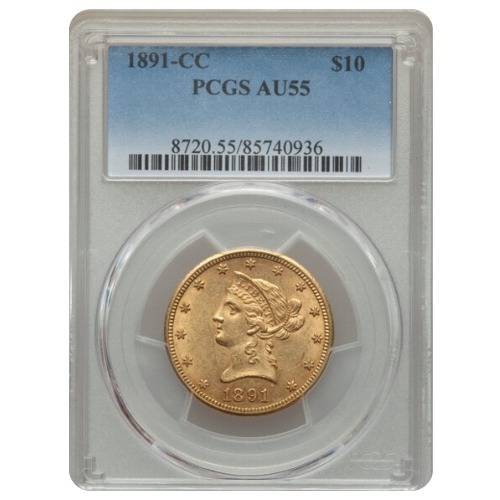 1891-CC PCGS AU-55 $10 Liberty Eagle Gold Coin