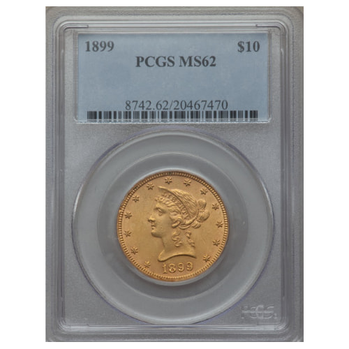 PCGS MS-62 1899 $10 Liberty Eagle Gold Coin