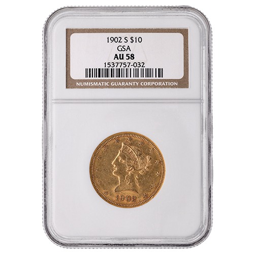 1902-S NGC AU-58 $10 Liberty Gold Coin - From GSA