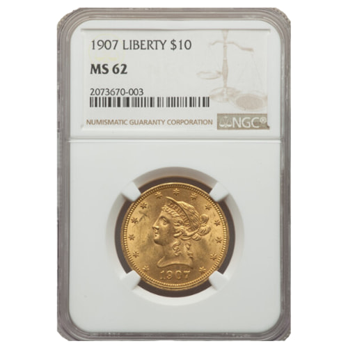 1907 NGC MS-62 $10 Liberty Eagle Gold Coin