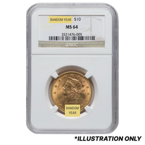 $10 NGC MS-64 Liberty Gold Eagle Coin - Random Year