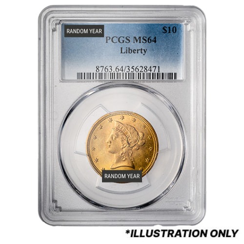 PCGS MS-64 $10 Liberty Eagle Gold Coin - Random Year