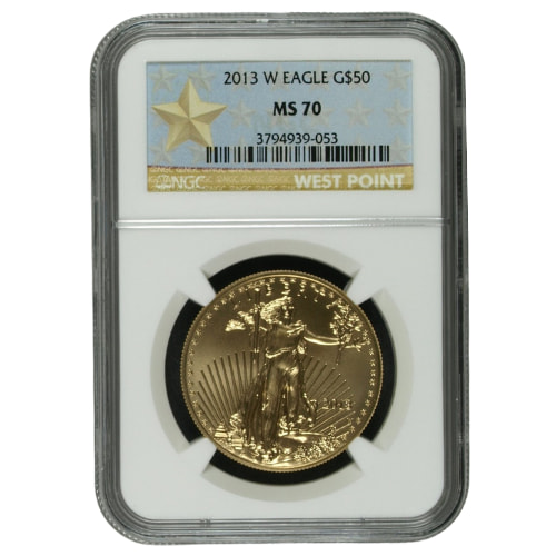 2013-W NGC MS-70 1 oz American Gold Eagle Burnished Coin - West Point Star Label