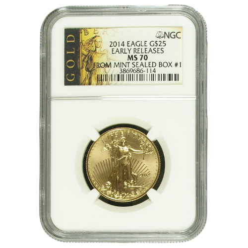 2014 NGC MS-70 Early Releases 1/2 oz American Gold Eagle Coin - From Mint Sealed Box 1
