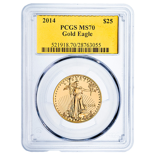 2014 PCGS MS-70 1/2 oz American Gold Eagle Coin - Gold Foil Label