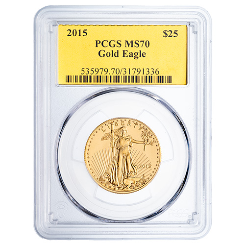 2015 PCGS MS-70 1/2 oz American Gold Eagle Coin - Gold Foil Label