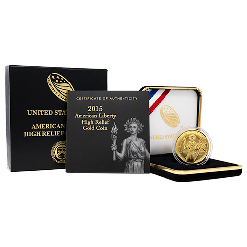 2015-W 1 oz American Liberty High Relief Gold Coin with Box and COA