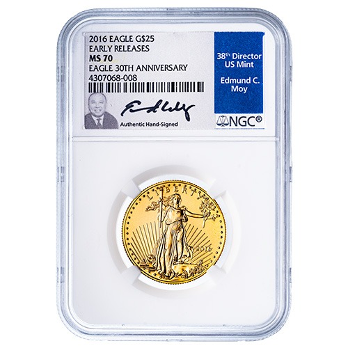 2016 NGC MS-70 Early Releases 1/2 oz American Gold Eagle Coin - Edmund C. Moy Label
