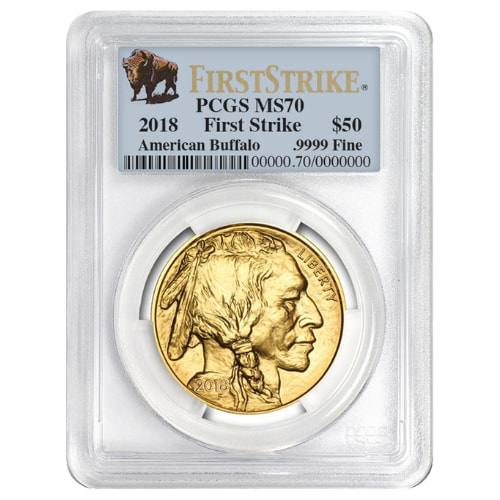 2018 1 oz PCGS MS-70 First Strike Gold American Buffalo (Buffalo Label)