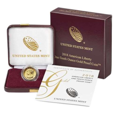 2018-W 1/10 oz American Liberty Gold High Relief Proof Coin w/Box & COA