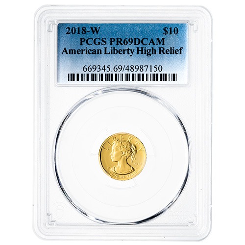 2018-W PCGS PR-69 1/10 oz American Liberty High-Relief Gold Coin