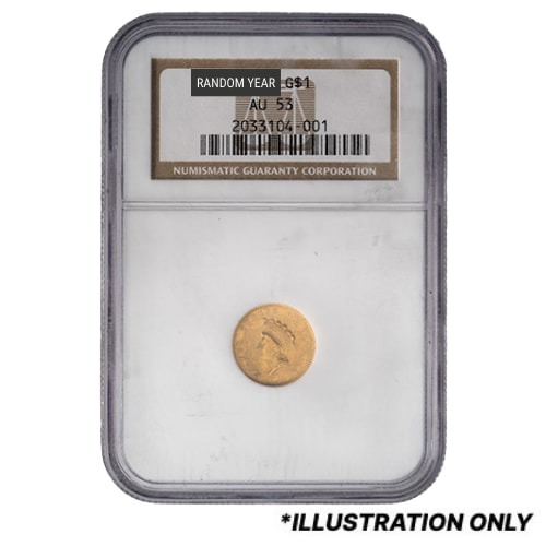 NGC AU-53 $1 Liberty Head Gold Coin Type II - Random Year
